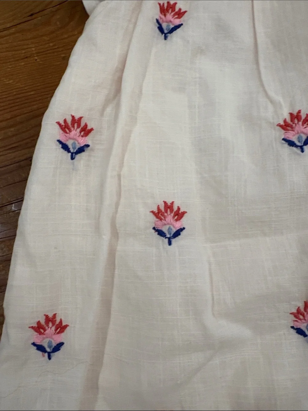 EUC GAP Light Pink Boho dress with Red & Blue Embroidery size 18-24 months